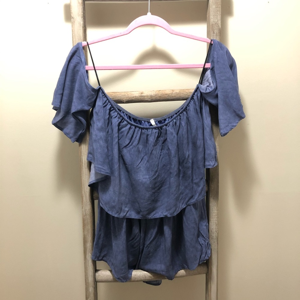 Sage Off the Shoulder Romper